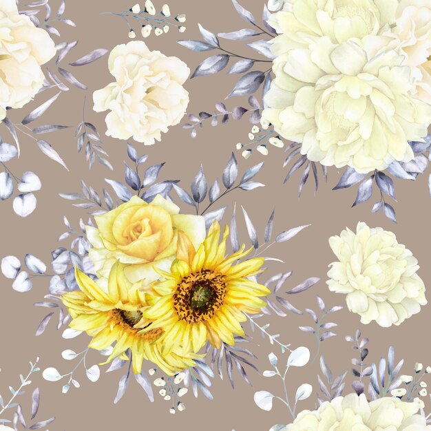 elegant seamless pattern floral with watercolor flower