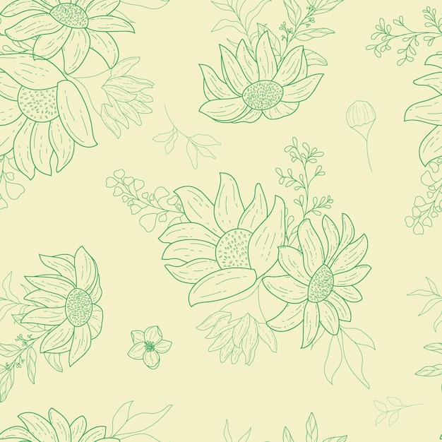 elegant seamless pattern outline floral design