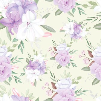柔らかい花の装飾が施されたエレガントな花柄のシームレスパターン 無料のベクター 柔らかい花の装飾が施されたエレガントな花柄のシームレスパターン 無料のベクター