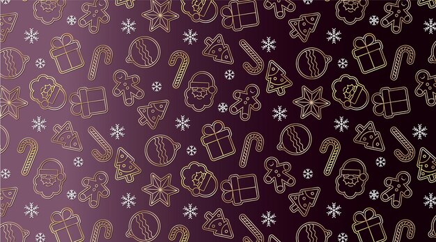 Elegant Seamless Pattern with golden christmas elements