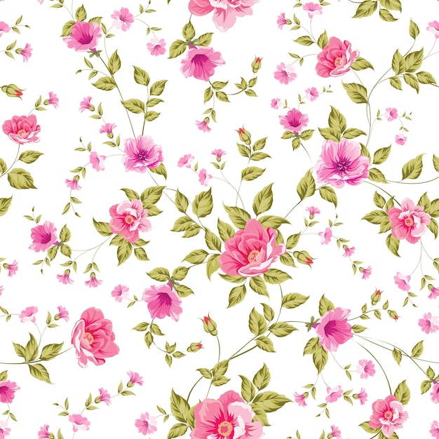 Elegant seamless peony pattern on white background. Vector illustration.