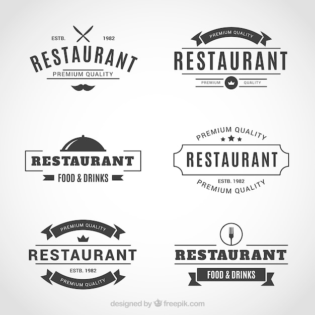 エレガントなクールなレストランのロゴのセット