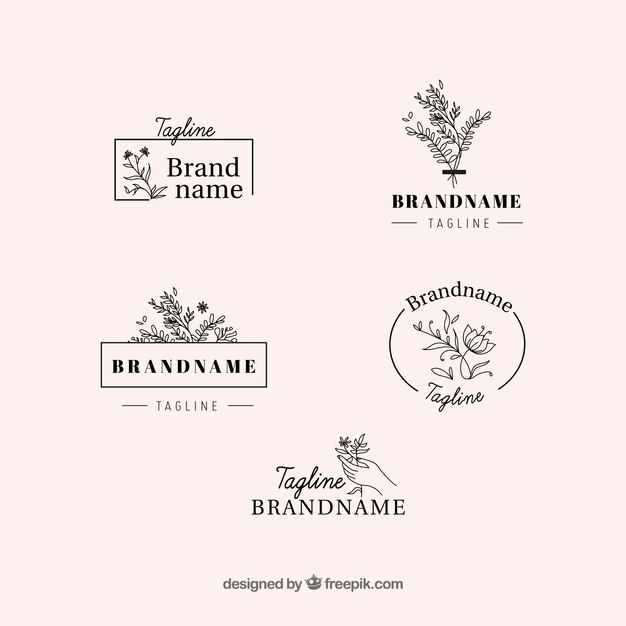 Elegant set of floral logos