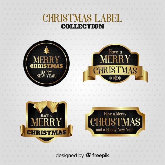 Free vector elegant set of golden christmas labels