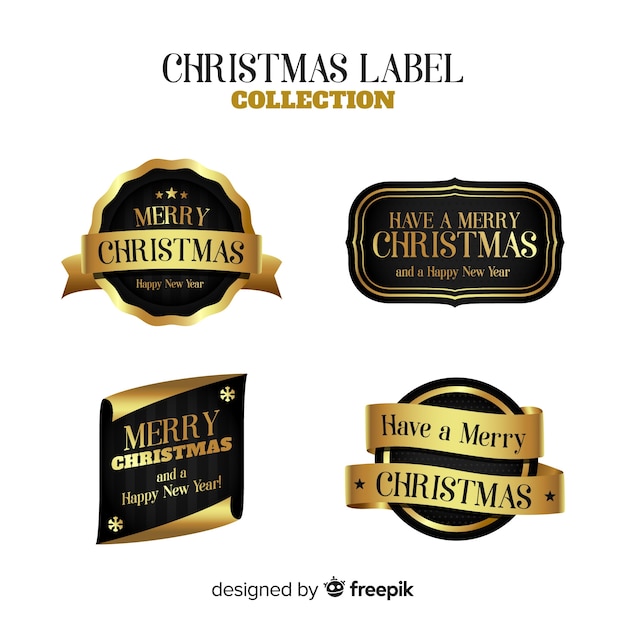 Elegant set of golden christmas labels