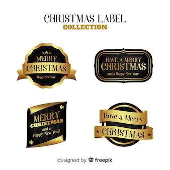 Elegant set of golden christmas labels