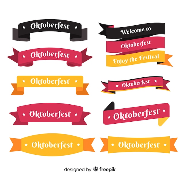 Free vector elegant set of oktoberfest ribbons