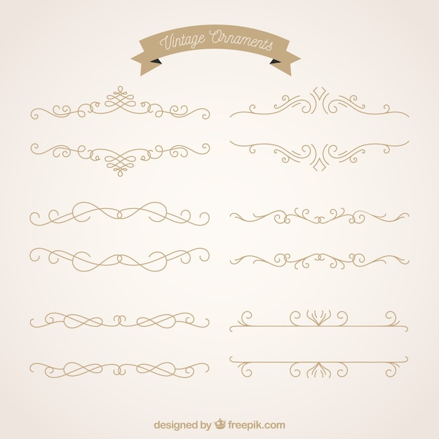 Free vector elegant set of vintage ornaments