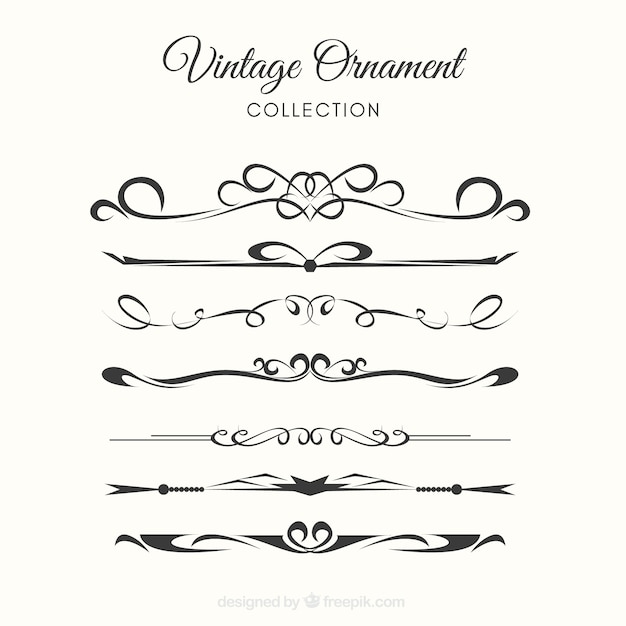 Free vector elegant set of vintage ornaments