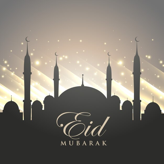 Elegant shiny grey eid mubarak vector design