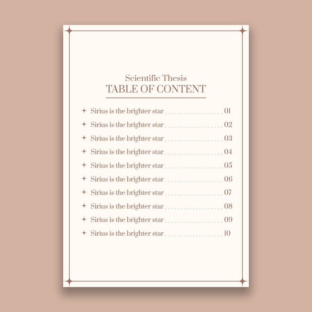 Free vector elegant simple scientific thesis table of contents