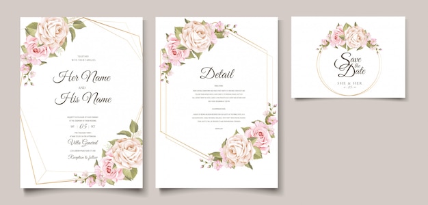 Elegant soft floral wedding invitation card template