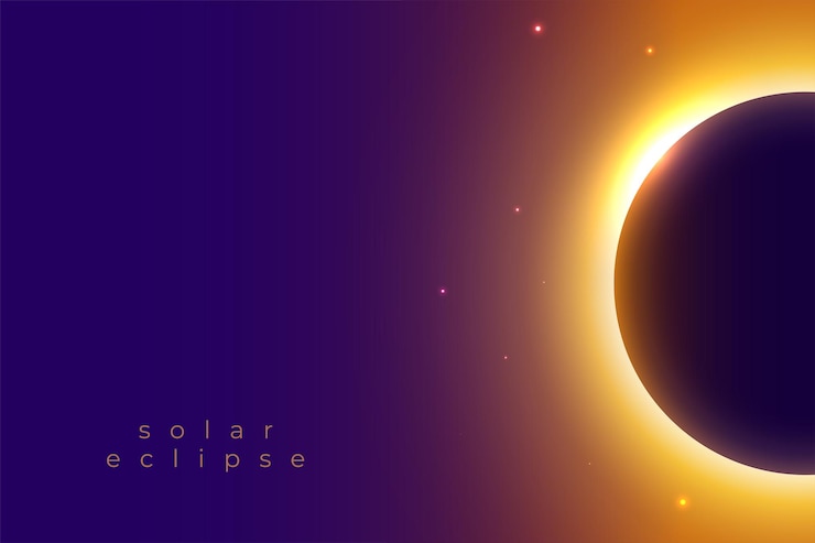 Free Vector elegant solar eclipse banner with bright beam effect