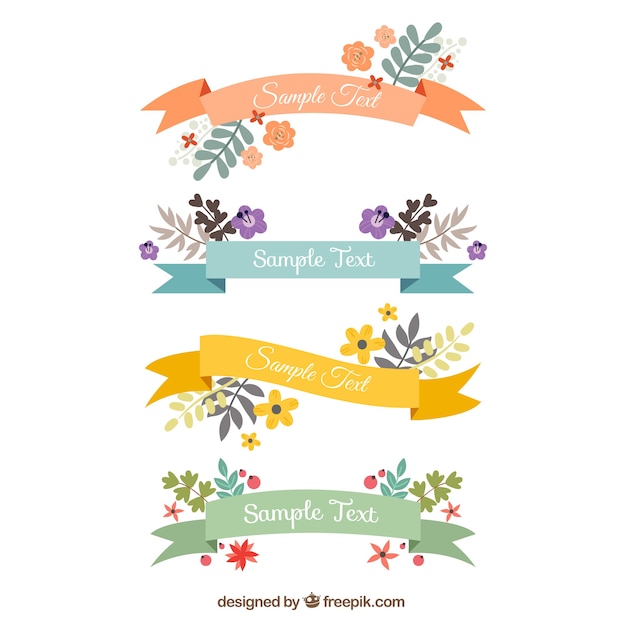 Free vector elegant spring ribbon collection