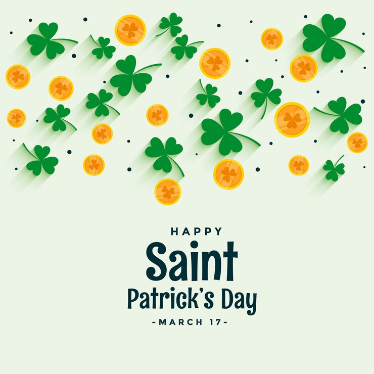 Free Vector elegant st patricks design with coin and clover leaves