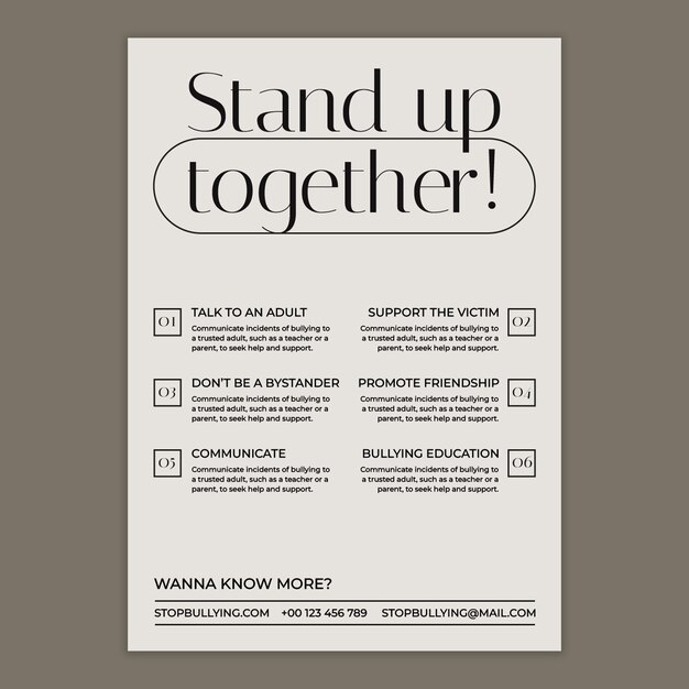 Elegant stand up together: anti bullying poster