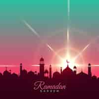 Free vector elegant sunset ramadan kareem design