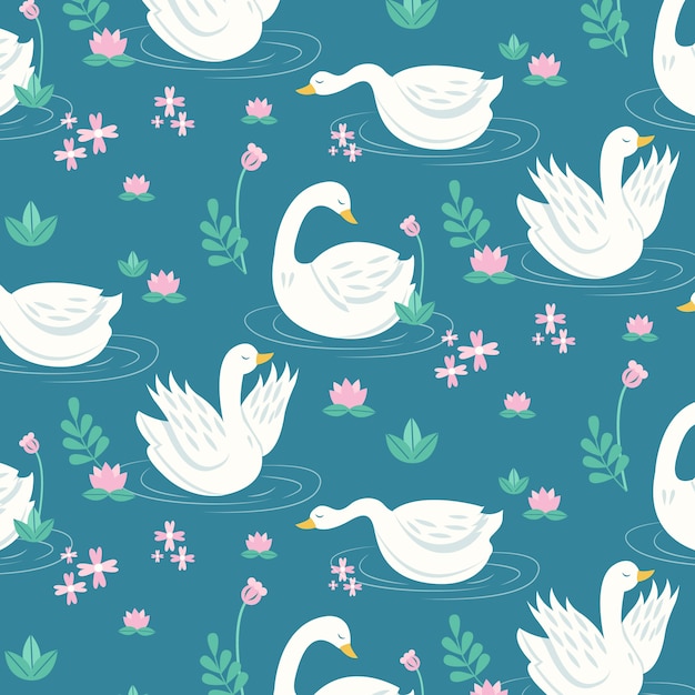 Free vector elegant swan pattern collection theme