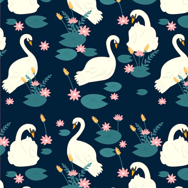 Free vector elegant swan pattern concept