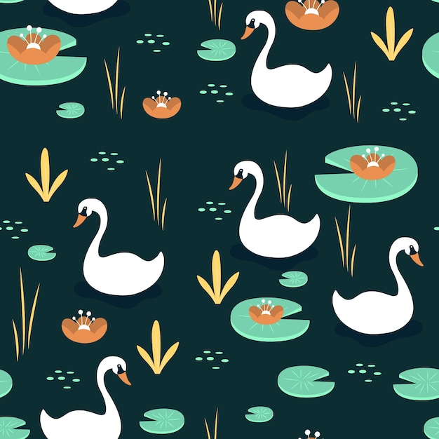 Free vector elegant swan pattern concept