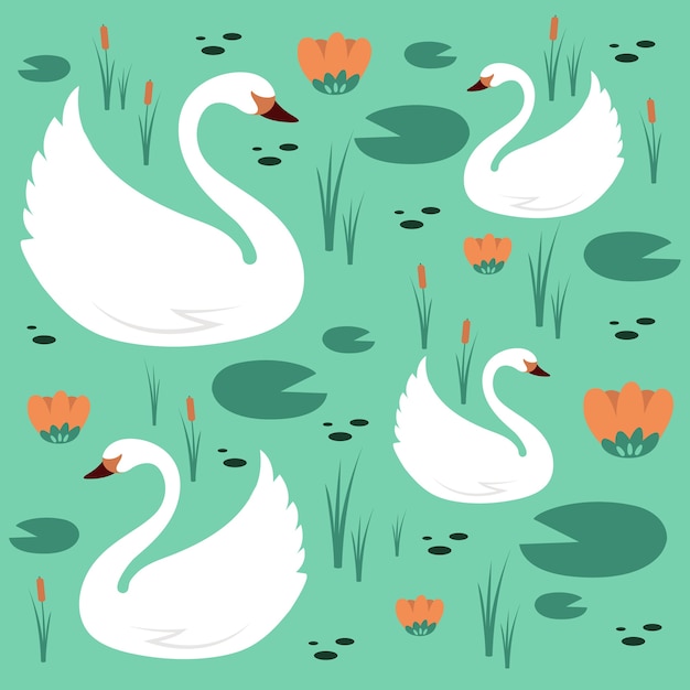 Free vector elegant swan pattern theme
