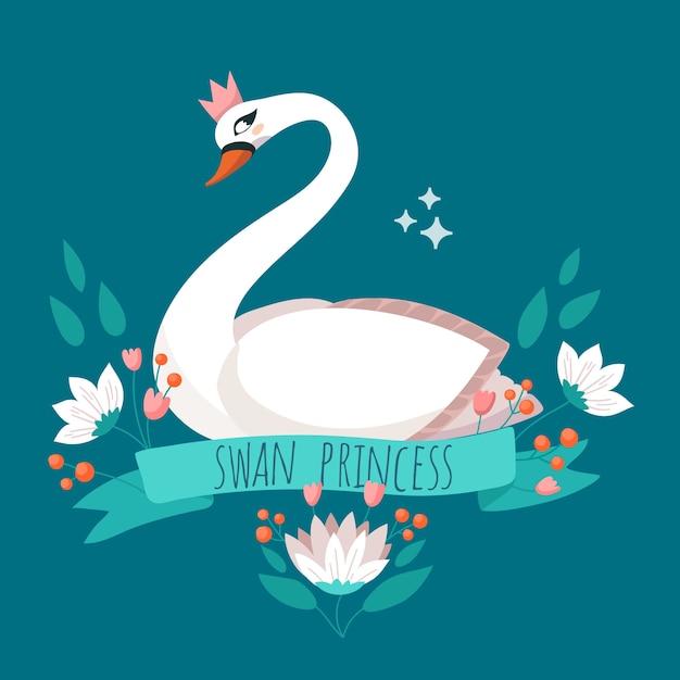 Free vector elegant swan princess with crown