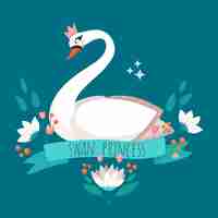 Free vector elegant swan princess with crown