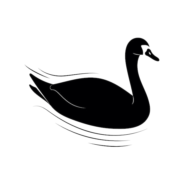 Free vector elegant swan sillhouette illustration on lake