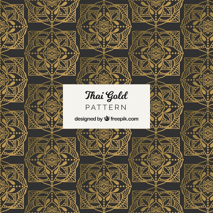 Free Vector elegant thai pattern with golden style
