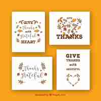 Free vector elegant thanksgiving cards