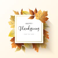 Free vector elegant thanksgiving frame with leaves