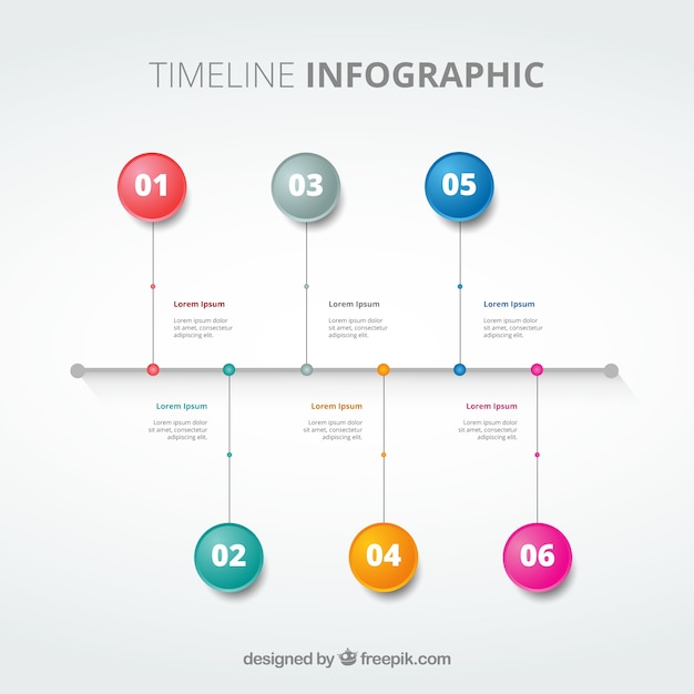 Free vector elegant timeline with colorful steps