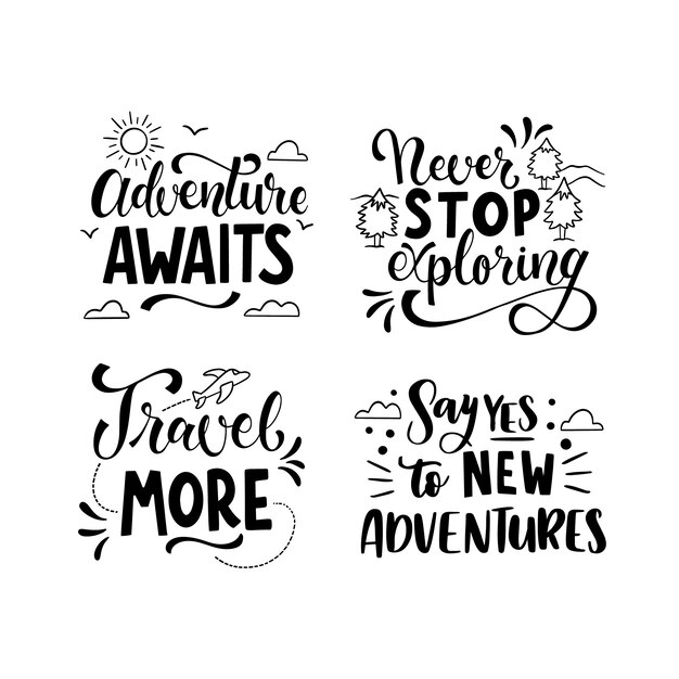 Elegant travel lettering set