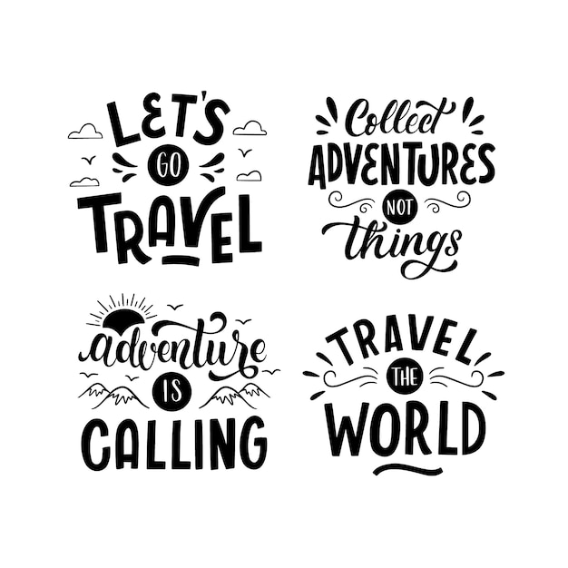 Elegant travel lettering set