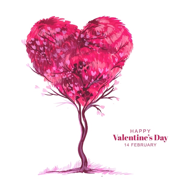 Elegant tree heart shape valentines day holiday background