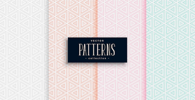 Free vector elegant triangle shapes pattern set in four colors