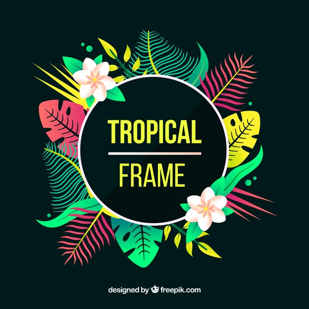 Elegant tropical leaves frame