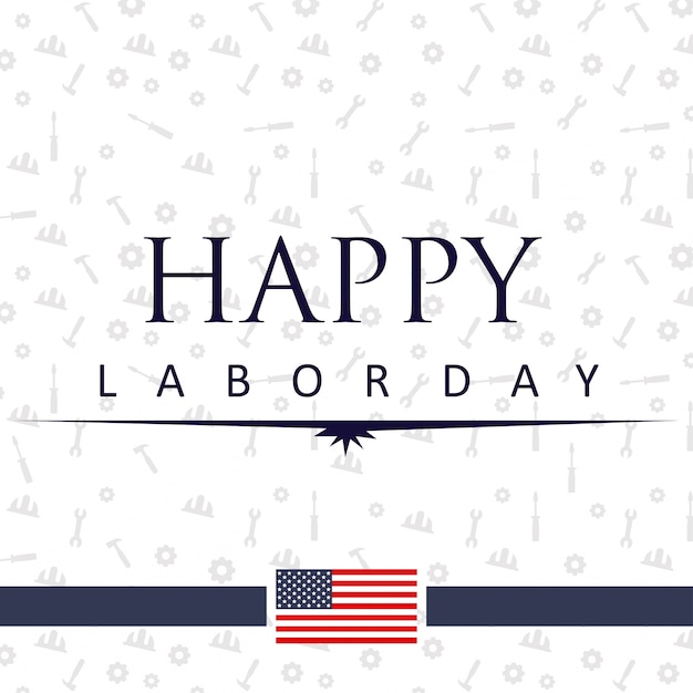 Vettore gratuito bandiere americane con la tipografia festa del lavoro 4 settembre stati uniti d'america american labor day design bella usa bandiera composizione labor day design poster strumenti modello sfondo bianco