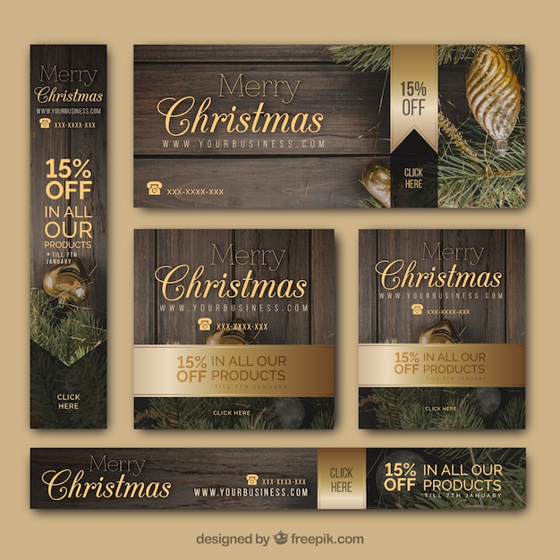 Free vector elegant variety of christmas banners
