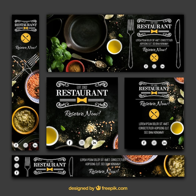 Elegant variety of restaurant banners