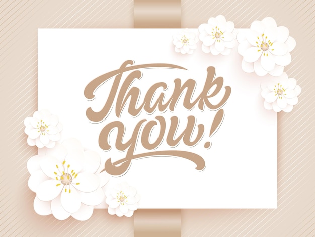 Elegant vector Thank You card Vector invitation card with background and frame with flower elements and beautiful typography Sunny spring backdrop Artistic lettering