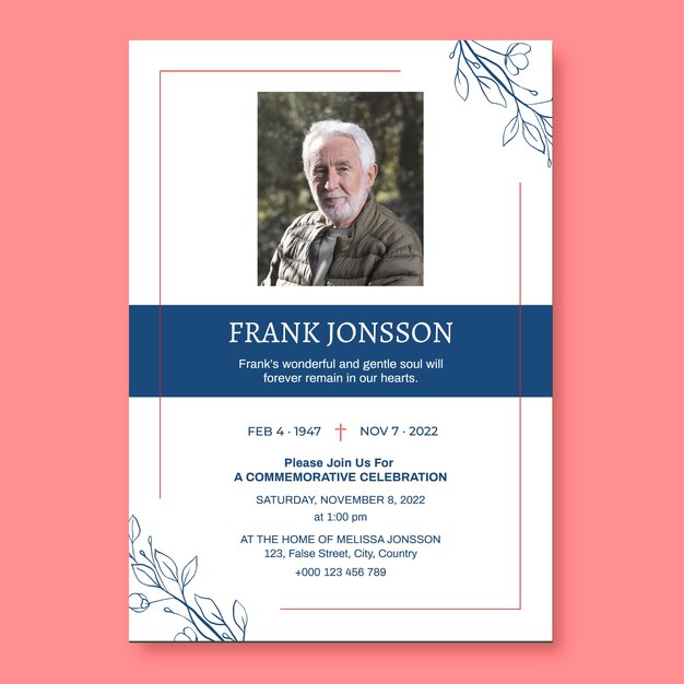 Elegant veteran funeral program invitation