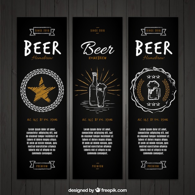 Free vector elegant vintage banners set of beer