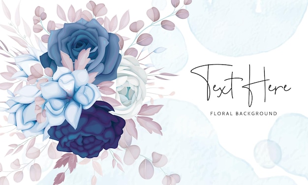 Free vector elegant vintage blue and brown floral background template