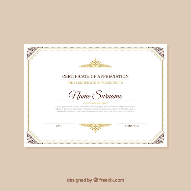 Free Vector elegant vintage certificate