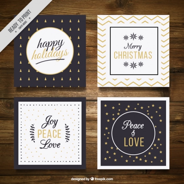 Free vector elegant vintage christmas cards