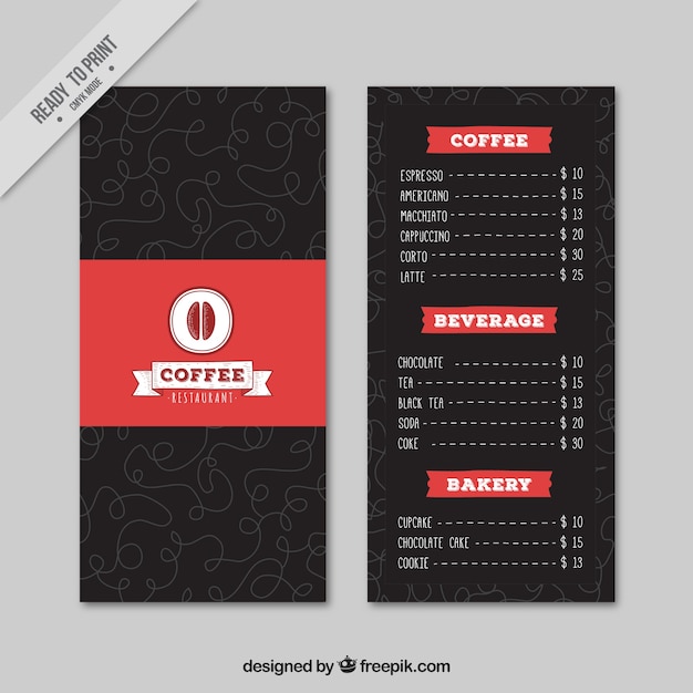 Free vector elegant vintage coffee menu