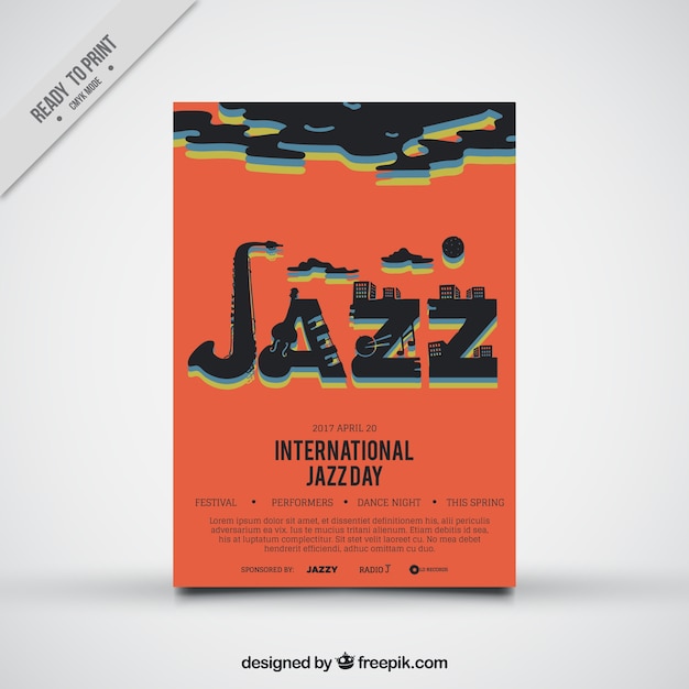 Vettore gratuito elegante brochure vintage jazz