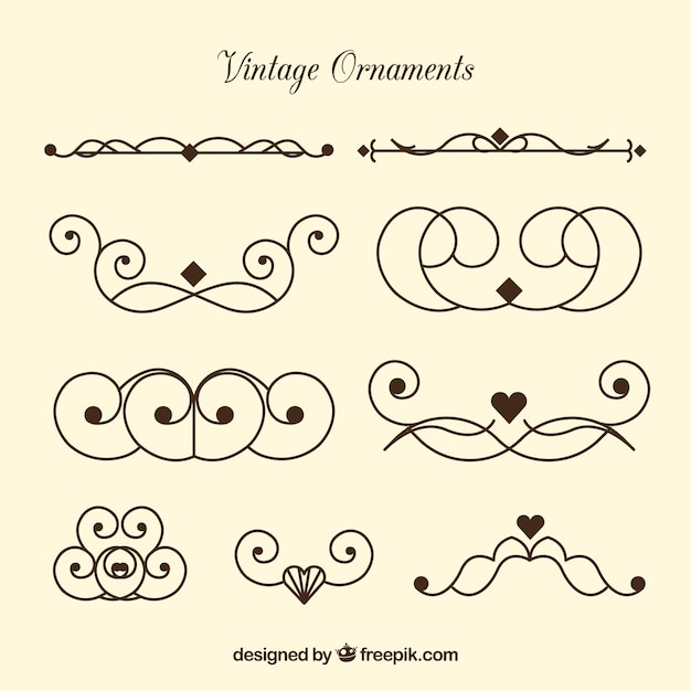 Free vector elegant vintage ornament collection