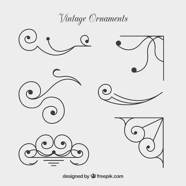 Free vector elegant vintage ornament collection